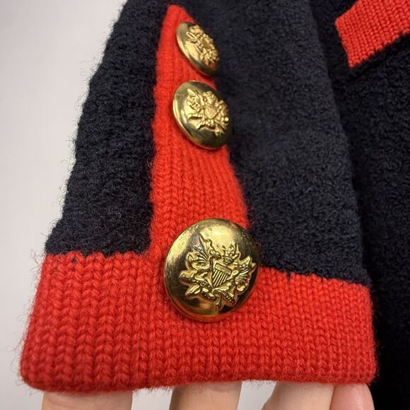 Vintage 1980s Adolfo New York Black Boucle Long Cardigan Knit Coat Dress - Picture 7 of 14